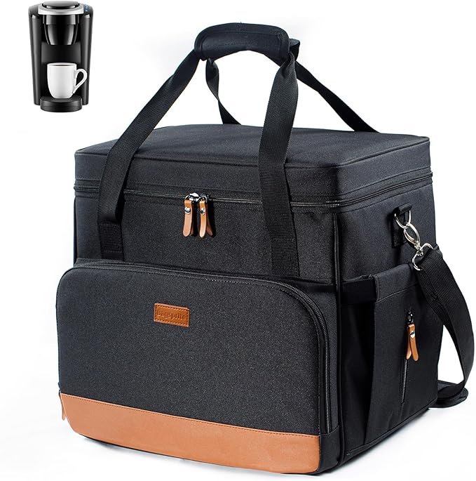 BAGSPRITE Coffee Maker Travel Bag For Keurig Classic Single Serve Coffee Brewer Carrying Case Portable Travel Coffee Maker Storage Bag With Pockets for K-Cup Pods