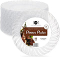 Aya's Cutlery Kingdom 50 Pack Clear Plastic Plates 9 Inch - Heavy Duty Round Disposable Plates for Parties Weddings and Events - Elegant Party Plate for Serving Appetizers Salads and Desserts