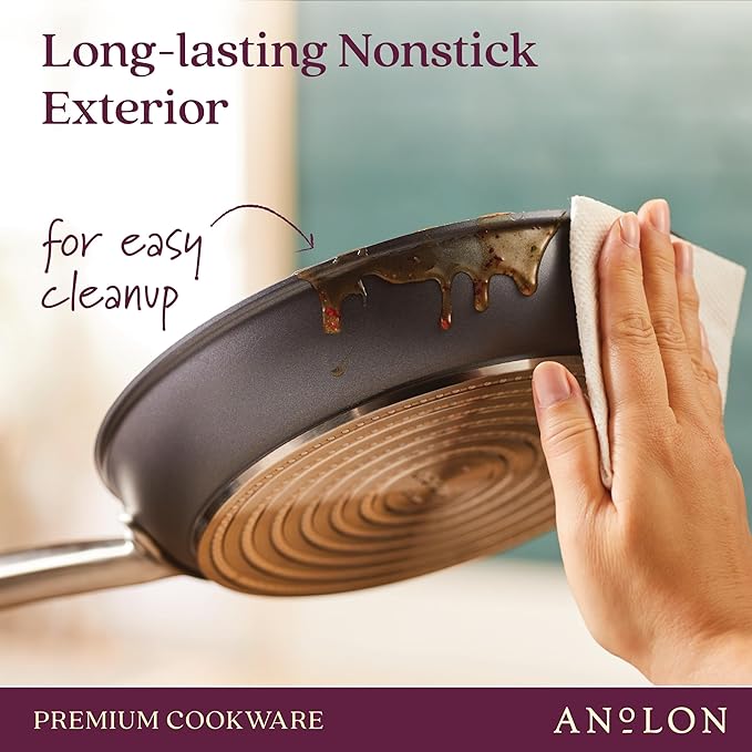 Anolon Accolade Forged Hard Anodized Nonstick Pots &amp Pans - Induction Cookware Set - 12 Piece - Moonstone Gray