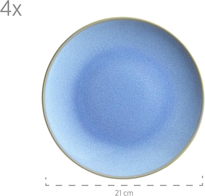 MÄSER Ossia Crockery Set for 4 People in Mediterranean Vintage Look 16-Piece Dinner Set in Light Blue Porcelain