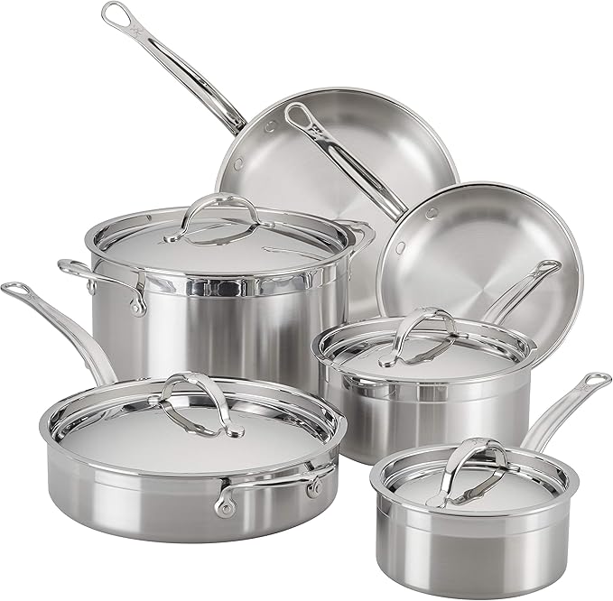 Hestan - ProBond Collection - Professional Clad Stainless Steel 10-Piece Ultimate Cookware Set Induction Cooktop Compatible