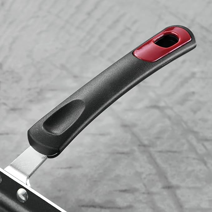 3 pc aluminum nonstick fry pan and griddle set – metallic red