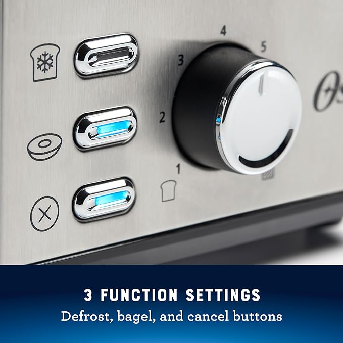 Oster 2-Slice Toaster with Extra Wide Slots Bagel Toaster Stainless Steel