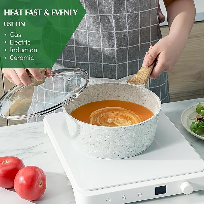 Sensarte Nonstick Ceramic Cookware Set 15-Piece PFAS and PTFE Free