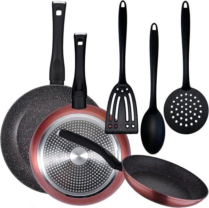 Pack of 3 Pans Diameter 20/24 and 28 cm + Set of 3 Kitchen Utensils