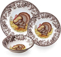 Spode Woodland 3-Piece Thanksgiving Dinnerware Set - Porcelain Plates &amp Bowl Fall Dinnerware Collection - Microwave &amp Dishwasher Safe - Elegant Autumn Tableware