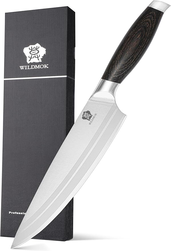 WILDMOK Chef Knife 8 Inch German Steel Kitchen Knives Chef's Knives with Pakka Wood Handle Gift Box