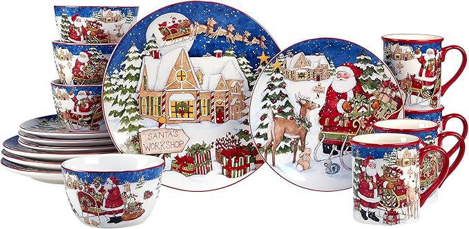 Certified International Santa's Workshop 16 Pc. Dinnerware Set Service for 4