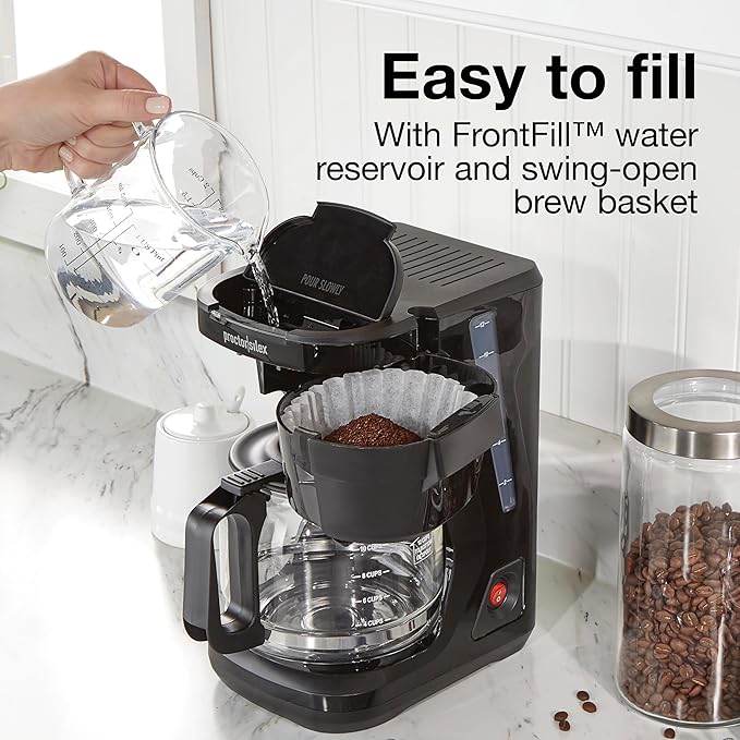 Proctor Silex FrontFill Drip Coffee Maker Digital &amp Programmable 12 Cup Glass Carafe Black and Silver (43685PS)