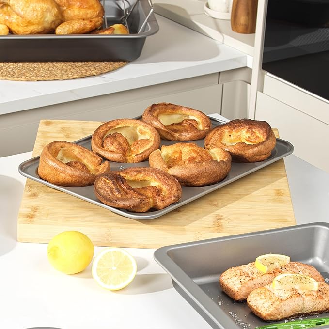 Salter Essentials Yorkshire Pudding Tray – Non-Stick Coating Rectangular Muffin Tray Dishwasher Safe Easy to Clean Made in The UK Durable Cupcake Tray Lightweight PFOA-Free BW13670