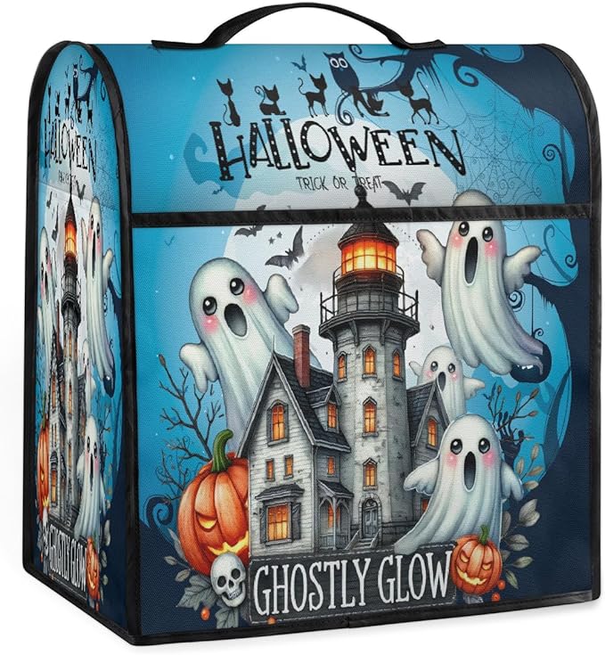 cfpolar Kitchen Aid Mixer Cover Compatible with 6-8 Quarts Halloween Ghost Castle Pumpkin Moon Stand Mixer Cover Kitchen Aid Mixers Accessories Appliance Organizer Bag Dust Covers with Zipper Pocket