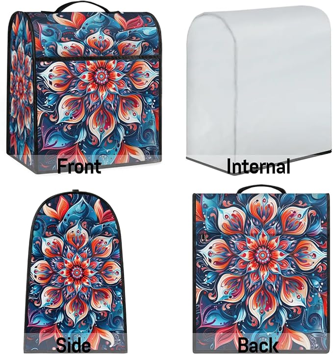 cfpolar Kitchen Aid Mixer Cover Compatible with 6-8 Quarts Ethnic Colorful Mandala Stand Mixer Cover Kitchen Aid Mixers Accessories Appliance Organizer Bag Dust Covers with Zipper Pocket