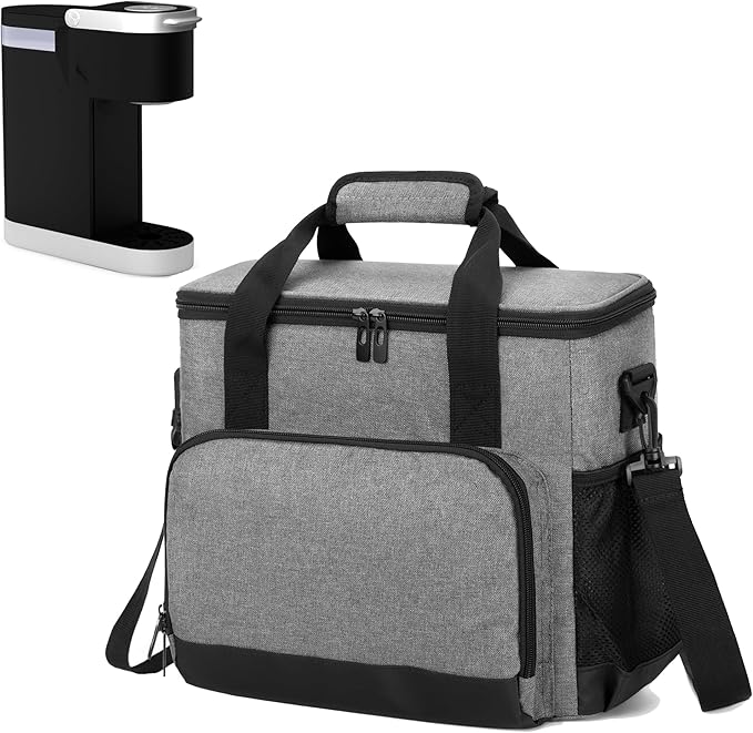 CURMIO Coffee Maker Carrying Bag Compatible for Keurig K-Mini or K-Mini Plus Single Serve Coffee Machine Travel Bag for K-Cup Pods Gray (Bag Only)