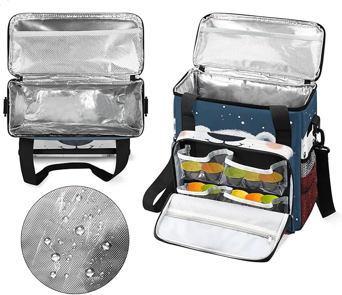 Cartoon Coffee Maker Travel Bag Bear Insulated Grocery Bag Travel Picnic Leakproof Cooler Bags With Shoulder Strap