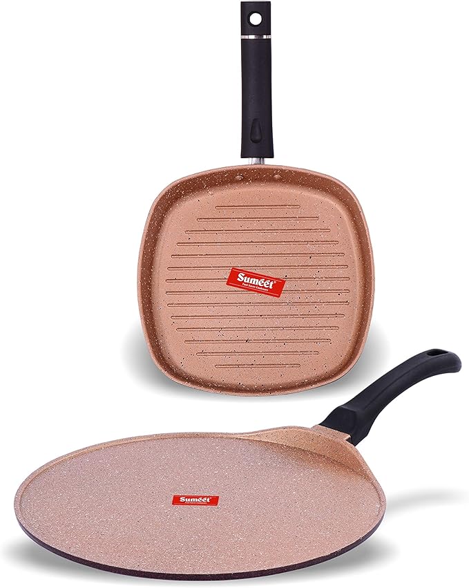 Sumeet Nonstick Granite Finish JHAROKHA Cookware Set (Tawa 30.5cm Dia + Grill Pan 22cm Dia)