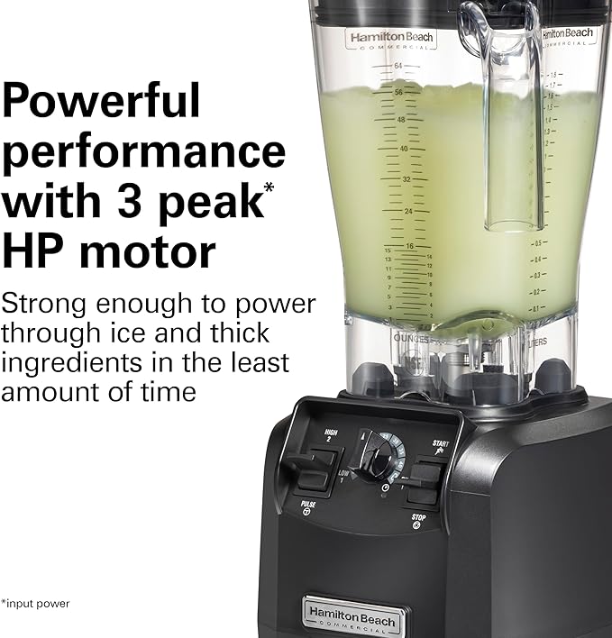 Hamilton Beach Commercial Fury High-Performance Blender 64 Ounce / 1.8 Liter Capacity 3 HP Motor NSF Certified HBH550R