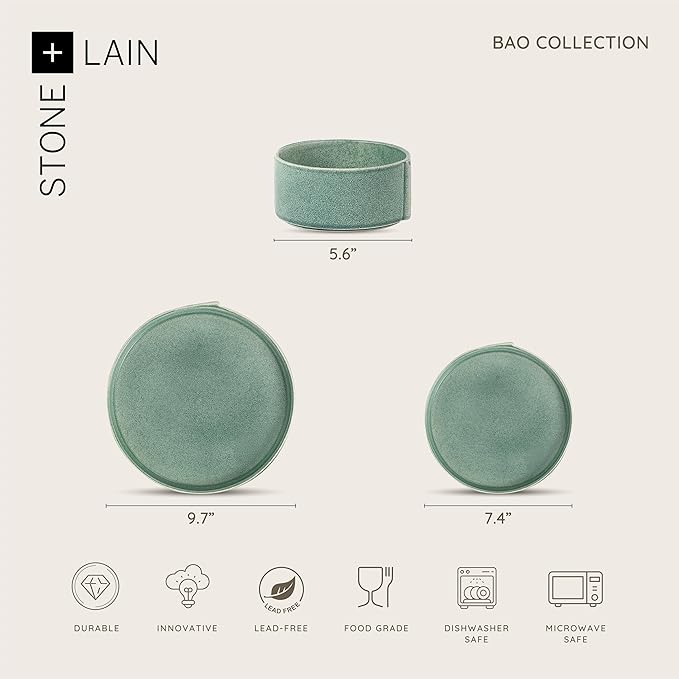 Stone Lain Bao 24-Piece Dinnerware Set Stoneware Green