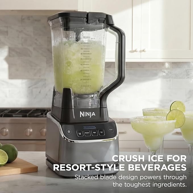 Ninja UltraCrush Professional Kitchen System | 1500W 72oz Full-Size Blender 8-Cup Food Processor &amp 18 oz To-Go Cup | Total Crushing Technology Smoothies Ice Crush Chopping &amp More | Silver