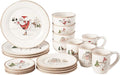 American Atelier Christmas Twig Holiday Dinnerware Set – 20-Piece Christmas-Themed Earthenware Dinner Party Collection Unique Gift Idea for Christmas or Birthday Cream