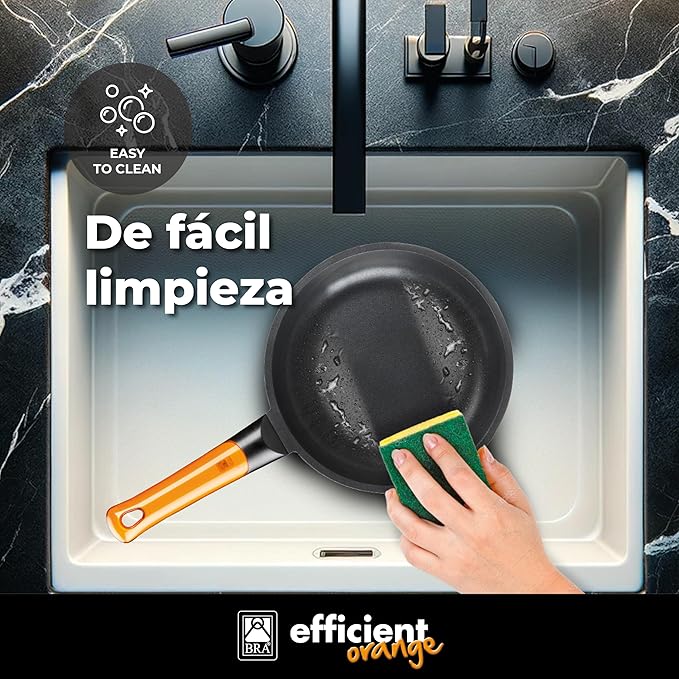 Braisogona Efficient Aluminium 3 Frying Pans Set Orange