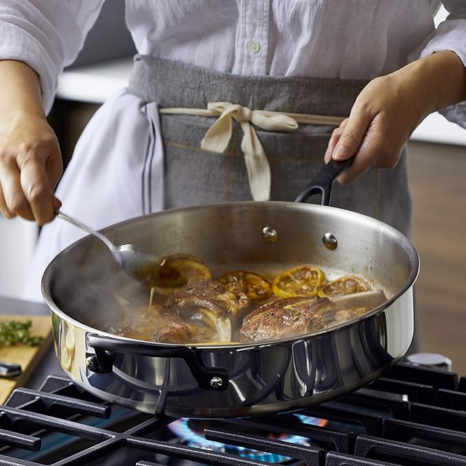 KitchenAid 5-Ply Clad Polished Stainless Steel Cookware Pots and Pans Set 10 Piece