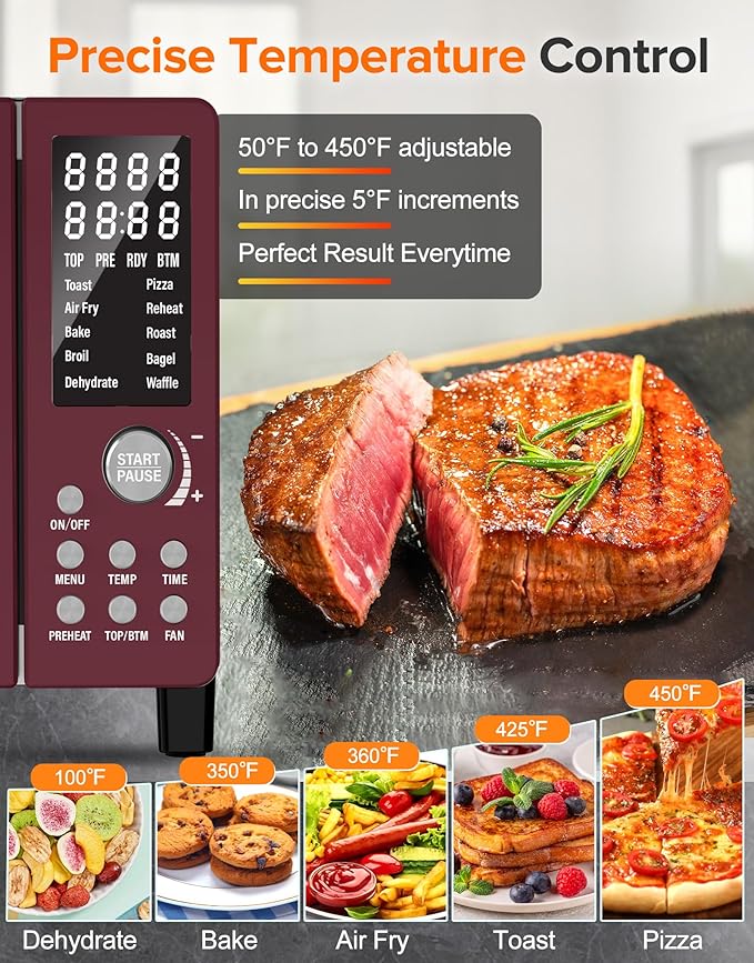 Nuwave Bravo Pro Smart Air Fryer Toaster Oven Combo 10-in-1 Functions with Quicker &amp Even Crisp Technology 1800W 50-450°F PFAS-Free 21QT Cinnamon
