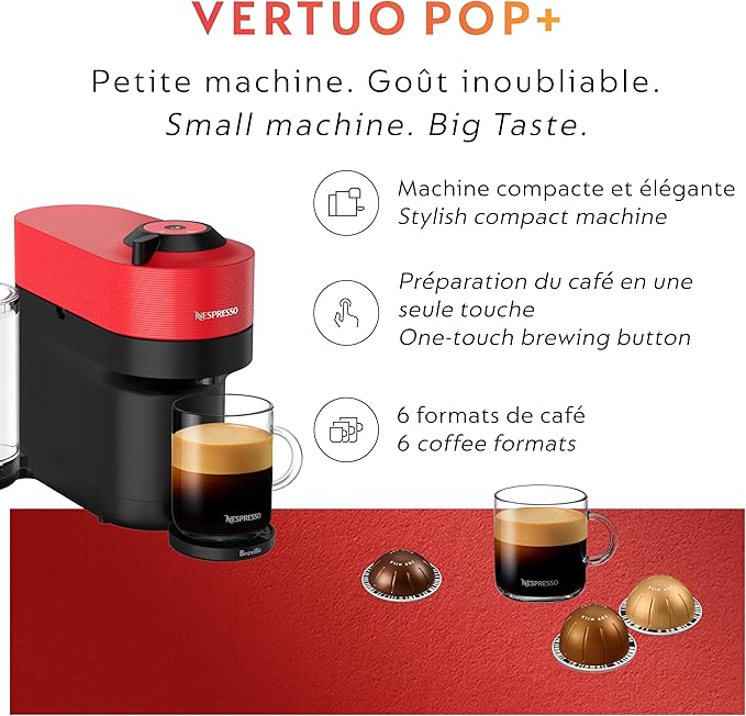 Nespresso Vertuo Pop+ Coffee and Espresso Maker by Breville Spicy Red (Renewed)