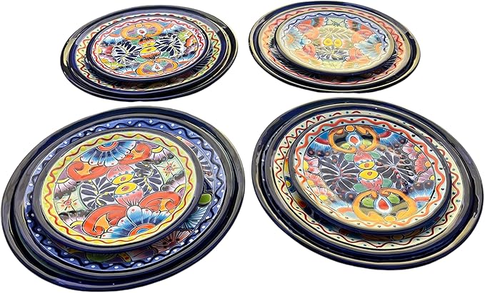 Colorful Talavera Dinnerware Set 12-Piece Plate (Seats 4)