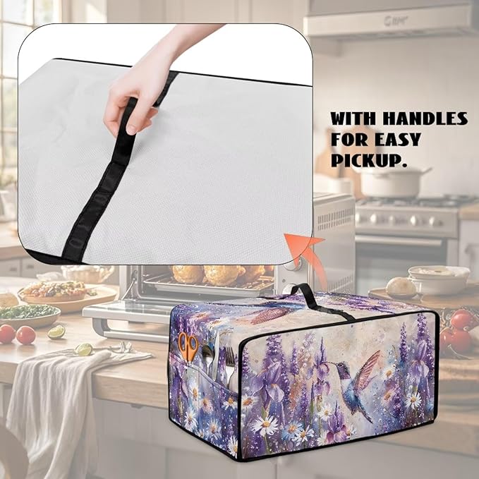 Dust-proof Toaster Oven Heat-Resistant Air Fryer Microwave Cover with Top Handle Side Protects Elevate Kitchen Style While Protecting Appliances Hummingbird Daisy