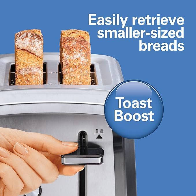 Hamilton Beach 2 Slice Toaster with Extra-Wide SlotsBagel SettingToast BoostSlide-Out Crumb TrayAuto-Shutoff &amp Cancel ButtonDefrost FunctionStainless Steel (22794)(Pack of 2)