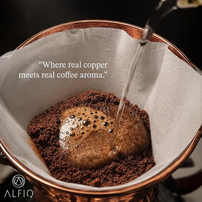 Copper Pour Over Coffee Dripper 0.35L Single Cup Manual Brewer Reusable Metal Filter Cone for Cafe Quality Brew Premium Handcrafted Drip Maker