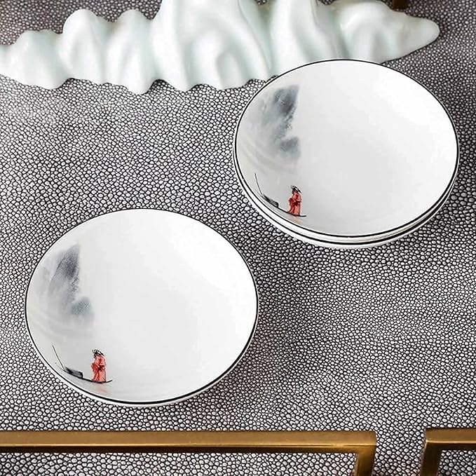 Dinnerware Sets for 4/6/12Black and White Plates Bowls SetChinese Dinner SetDish Set/tableware Ancient Ink Painting Design-for HomeKitchen Dinning35 Pieces