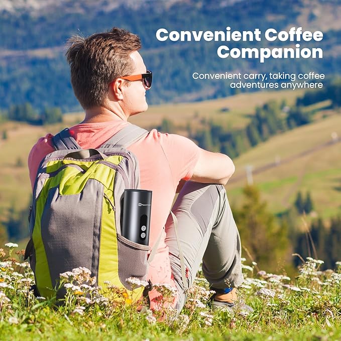 Maestri House 150W Espresso Maker with 2-3 Min Fast Self-Heating Portable Travel Espresso Coffee Machine with Small Tea Cup Also Holder for NS Capsule &amp Ground Coffee for Car Camping RV Hiking