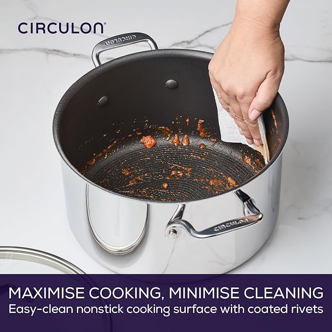 Circulon Scratch Defense Stainless Steel Pan Set: 5 Piece Induction Hob Pan Set with Extreme Non Stick Induction &amp All Hob Suitable
