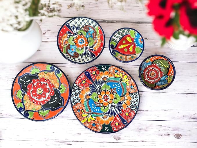 Talavera Dinnerware Set – 24 Piece Hand-Painted Mexican Ceramic Set – Seats 8