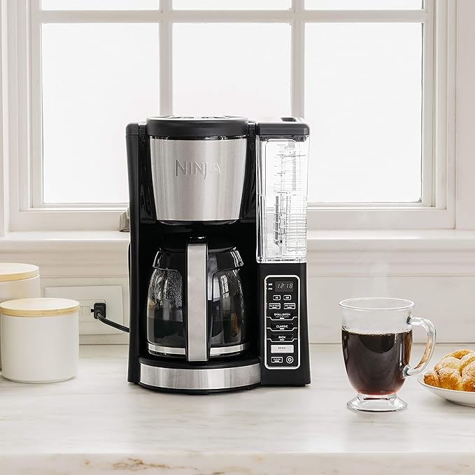 Ninja 12-Cup Programmable Coffee Maker with Classic and Rich Brews 60 oz. Water Reservoir and Thermal Flavor Extraction (CE201) Black/Stainless Steel