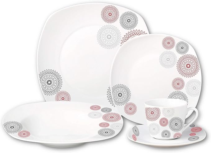 Lorren Home Trends LH452 Dinner Sets for Gatherings One Size Black