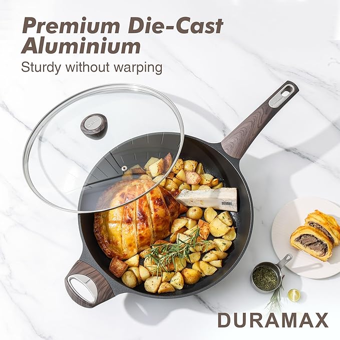 SENSARTE Nonstick Cookware Set 13-PieceStay-Cool Handles PFOA Free12 Inch Nonstick Frying Pan Skillet with LidInduction Pan