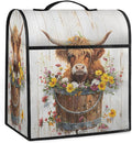 Kitchen Aid Mixer Cover Flowers Cute Cow Highland Stand Mixer Cover Compatible with 6-8 Quarts Stand Mixers Dust Covers with Zipper Pocket Foldable Washable Kitchen Aid Organizer Bag