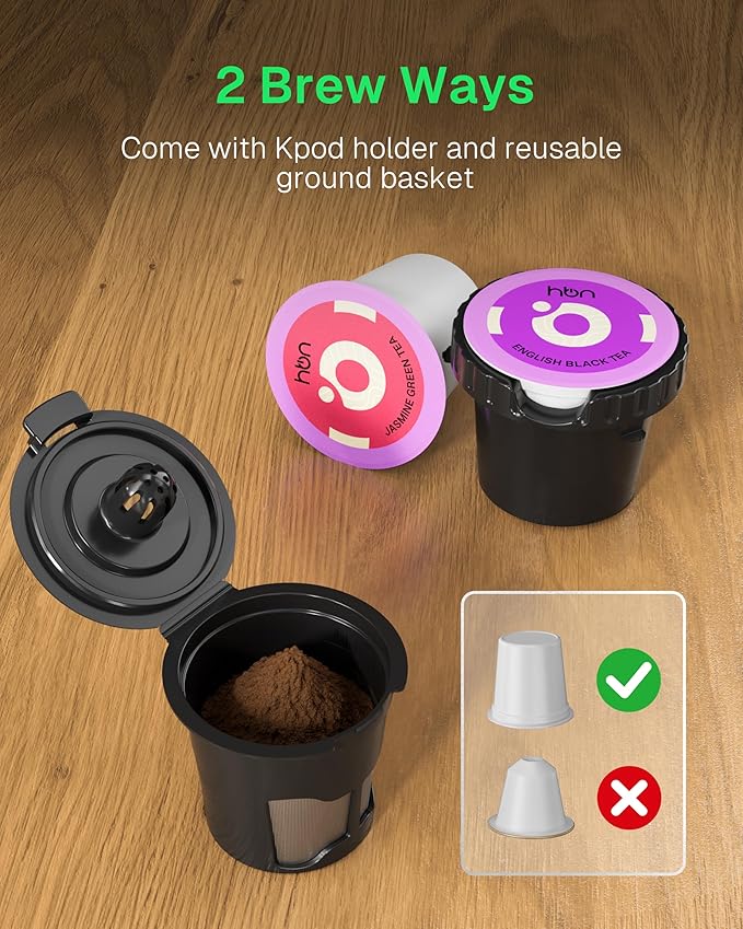 HBN Single Serve Coffee Maker for K-Cup + Tea 48-Count Sampler Variety Pack