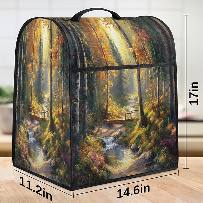 cfpolar Kitchen Aid Mixer Cover Compatible with 6-8 Quarts Forest Maple Stream Stand Mixer Cover Kitchen Aid Mixers Accessories Appliance Organizer Bag Dust Covers with Zipper Pocket