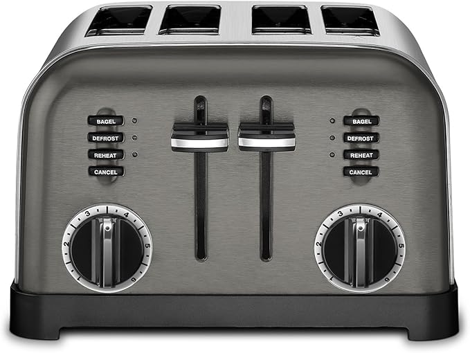 Cuisinart CPT-180BKS Classic 4-Slice Toaster Black/Stainless Steel &amp DCC-1200 12 Cup Brew Central Maker Coffee Maker2 Black Stainless Steel
