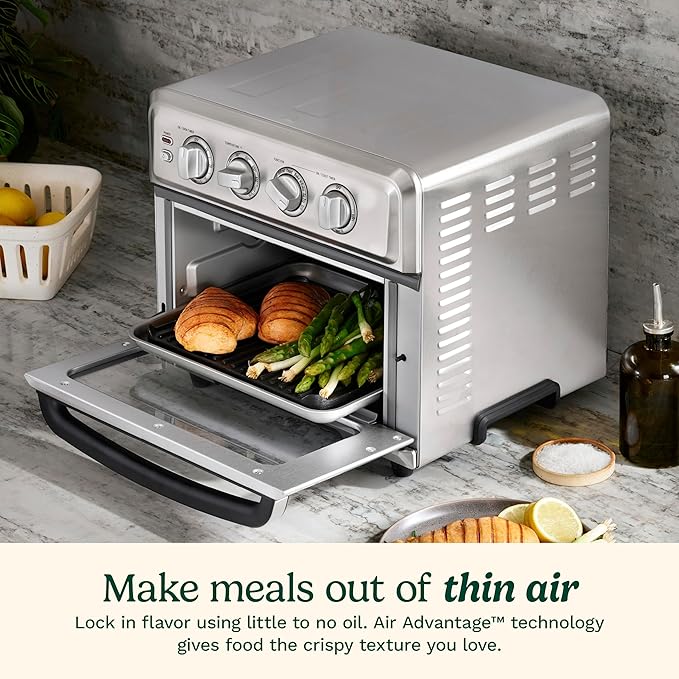 Cuisinart Air Fryer Toaster Oven with Grill 1800W 8-1 Air Fryer Oven with Bake Convection Bake Grill Broil and Warm Options Large Capacity 60-Minute Timer TOA-70BKS Black SS