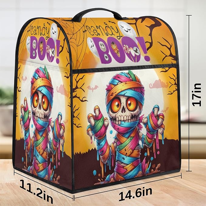 cfpolar Kitchen Aid Mixer Cover Compatible with 6-8 Quarts Halloween Skeleton Mummy Stand Mixer Cover Kitchen Aid Mixers Accessories Appliance Organizer Bag Dust Covers with Zipper Pocket