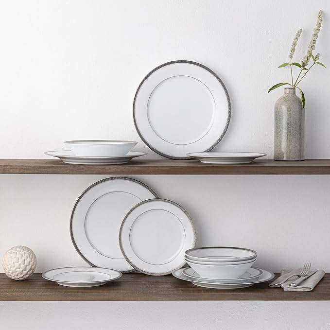 Noritake Charlotta Platinum 12-Piece Dinnerware Set Service for 4