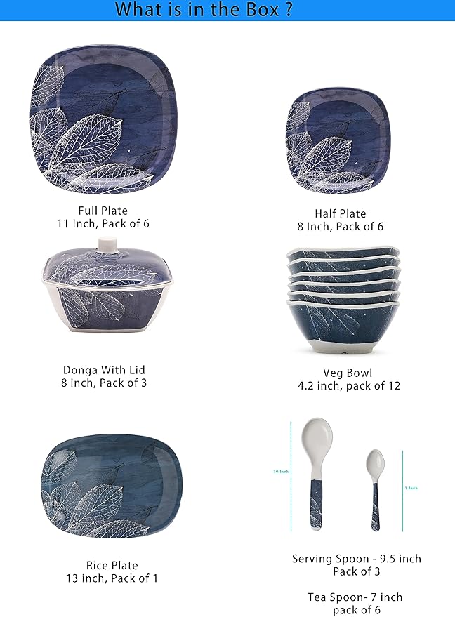 Melamine Dinner Set - Set Of 40 Blue