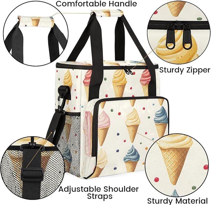 Ice Cream Coffee Maker Travel Bag Food Insulated Grocery Bag Travel Picnic Leakproof Cooler Bags With Shoulder Strap