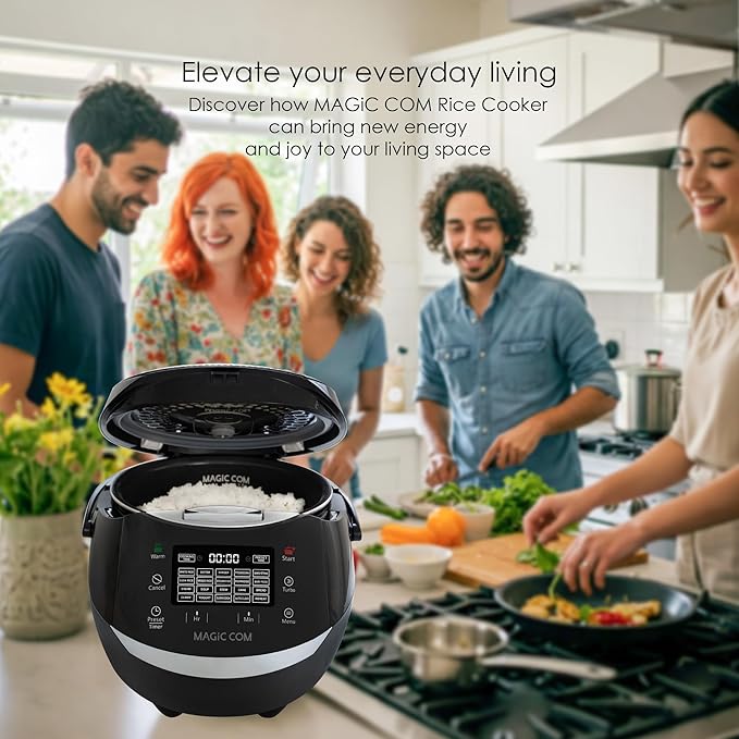 MAGiC COM multi-Functional Digital Rice Cooker 10 Cup Uncooked (20 Cup Cooked) 15-in-1 Programmable Electric Rice &amp Grain Cooker with Auto Clean Non-Stick Pot Steamer Basket 24H Delay Timer a