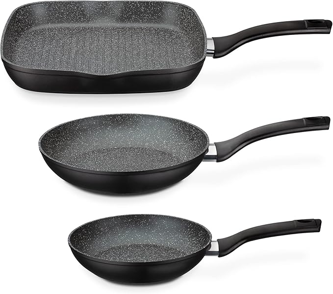 GSW Gourmet Granite 3-Piece Pan Set Aluminium / Plastic Black