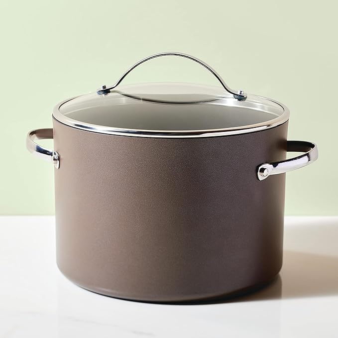 Ayesha Curry Kitchenware Professional Hard Anodized Nonstick Stock Pot/Stockpot with Lid 10 Quart Charcoal